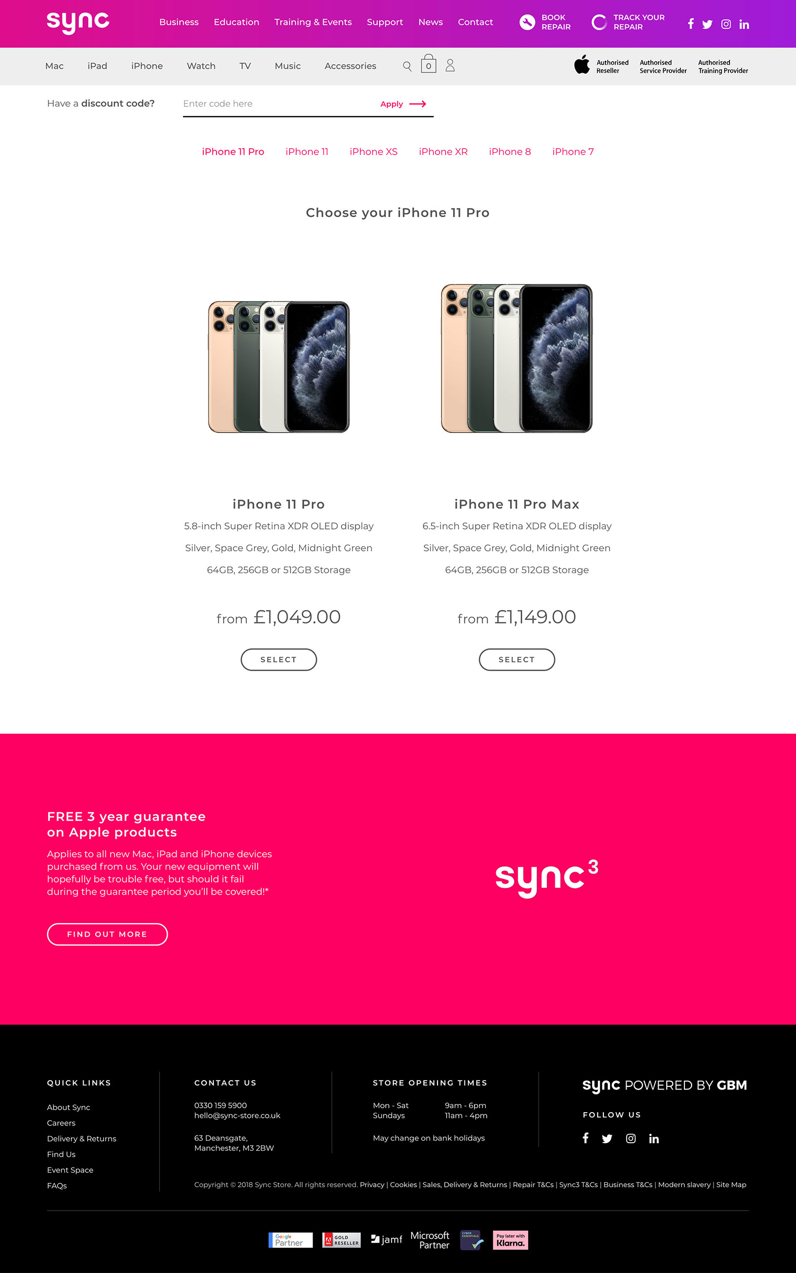 sync store iPhone selector