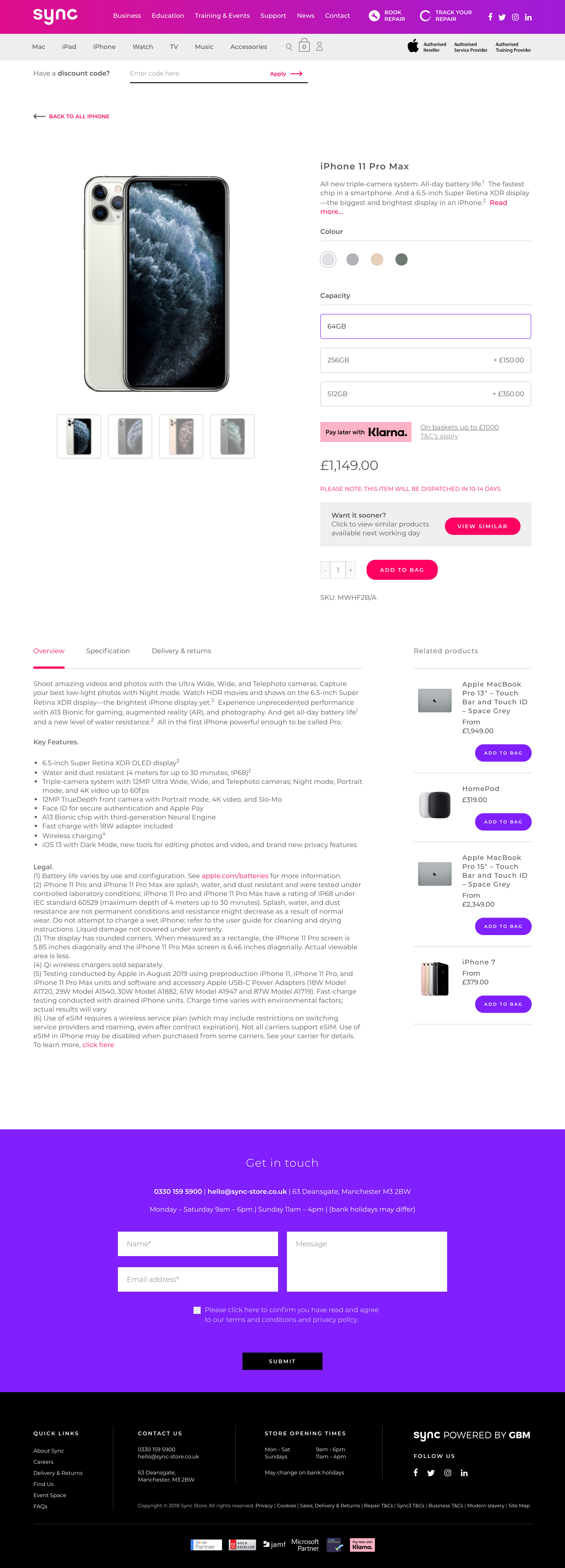 sync store product page